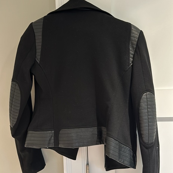 Black moto style jacket with leather details - Picture 3 of 4
